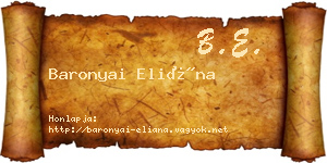 Baronyai Eliána névjegykártya
